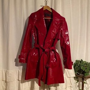 Red patent leather coat, Dana Buchman.